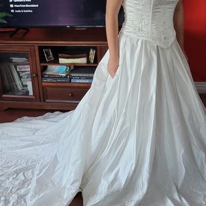 Satin embroidered wedding dress
